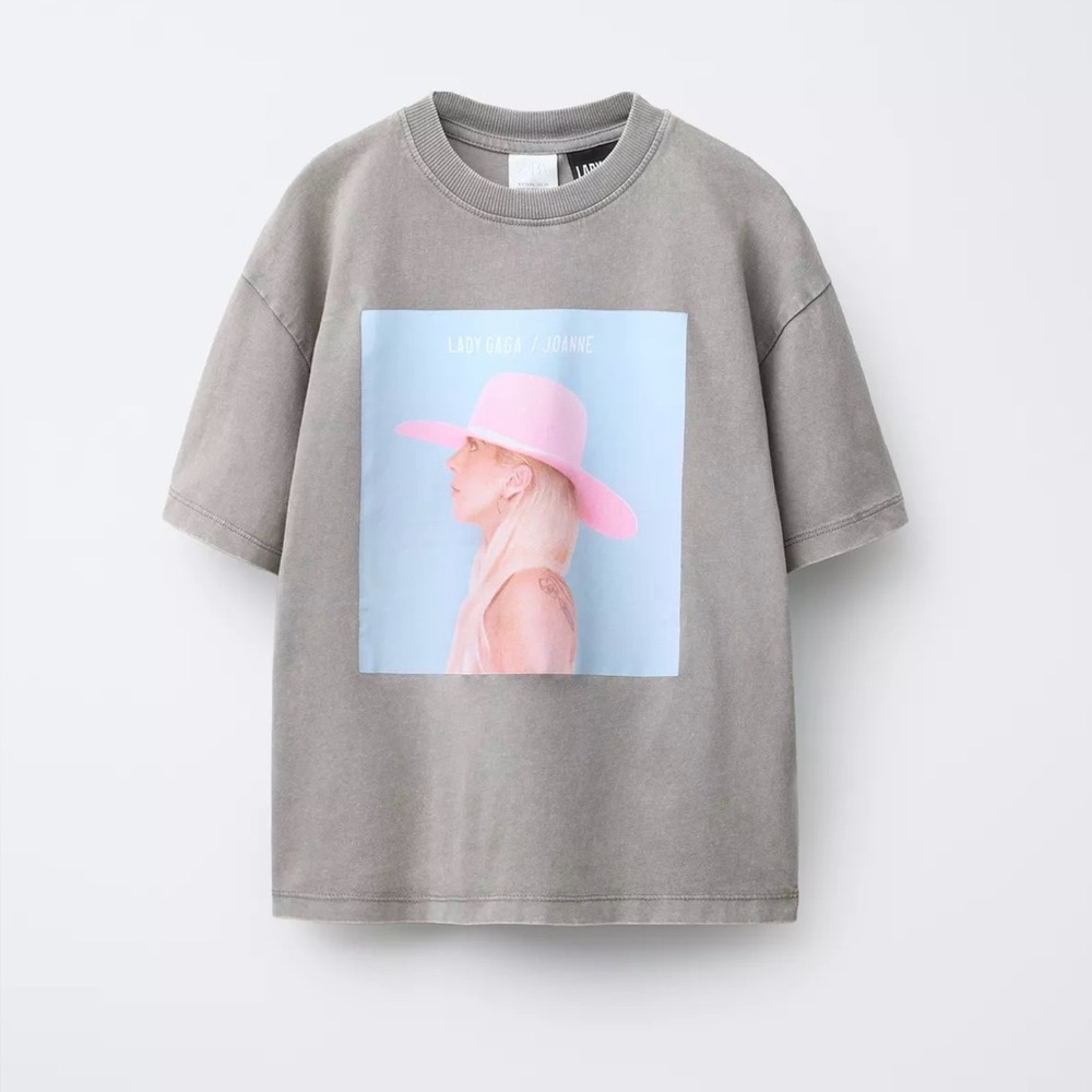 Zara Lady Gaga Washed Effect Tshirt(12-13yrs Big kids)